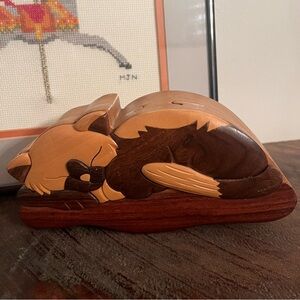 Vintage Kitten Wooden Puzzle Box
